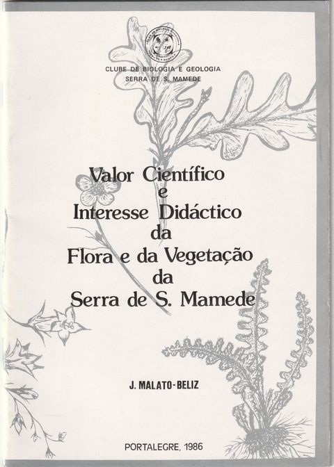 Capa: Valor científico e interesse didáctico da flora e da vegetação da Serra de S. Mamede
