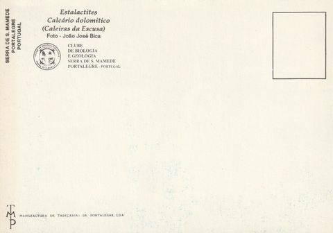 Verso do postal «Calcário dolomítico»